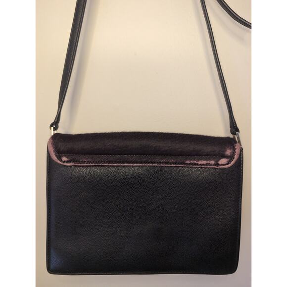 Kate Spade leather calf Hyde Place Sayra flap front Aubergine blk crossbody - Picture 4 of 12